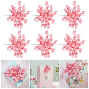 aimudi pink curly bows 4″ valentine’s day gift bows self adhesive baby pink bows for baby shower twist tie bows for treat bags it is a girl gender reveal party favors decorations – 6 counts