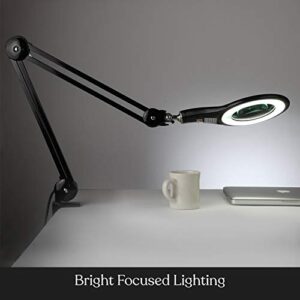 Brightech LightView PRO Magnifying Desk Lamp, 2.25x Light Magnifier, Adjustable Magnifying Glass with Light for Crafts, Reading, Close Work - Black