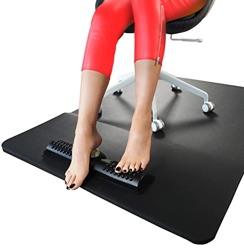 Standing Desk Mat Anti Fatigue Office Chair Mat - Sit Stand Comfort Mat with Foot Massager - Office Mat with Foot Rest Under Desk for Hardwood Floor