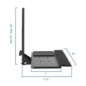 Mount-It! Monitor and Keyboard Wall Mount, Height Adjustable Standing VESA Keyboard Tray, 25 Inch Wide Platform with Mouse Pad (MI-7915)