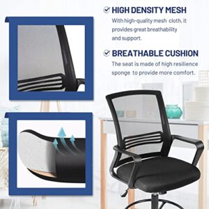 Tall Office Chair, Drafting Chair, Counter Height Office Chairs, High Adjustable Standing Desk Chair, Ergonomic Mesh Computer Task Chair with Armrests and Adjustable Foot-Ring for Bar Height Desk