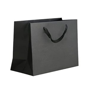 MFDSJ 20 Pcs Black Paper Gift Bags, 12.6"x4.5" x11" Black Handle Bags for Present, Shopping and Party