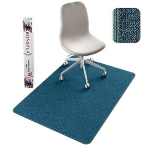 bonsola office chair mat for hardwood and tile floor, 35”x47”, multi-purpose loop-pile chair mats 0.17’’ thick, desk chair mat non-slip protector hard floors, floor mats for home office, blue