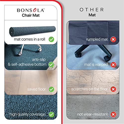 Bonsola Office Chair Mat for Hardwood and Tile Floor, 35''x47'', Multi-Purpose Loop-Pile Chair Mats 0.17’’ Thick, Desk Chair Mat Non-Slip Protector Hard Floors, Floor Mats for Home Office, Blue