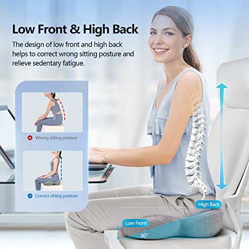 Seat Cushion for Tailbone Pain Relief, Pressure Relief Seat Cushion, Seat Cushions for Office Chairs, Memory Foam Coccyx Cushion Tailbone Pain, Sciatica & Back Pain Relief (Grey)