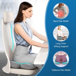 Seat Cushion for Tailbone Pain Relief, Pressure Relief Seat Cushion, Seat Cushions for Office Chairs, Memory Foam Coccyx Cushion Tailbone Pain, Sciatica & Back Pain Relief (Grey)