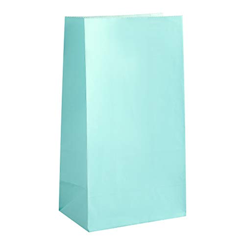 Party Favor Bag - 50 Pack Light Teal Tiffany Blue Food Grade Paper Lunch Gift Bags for 1st Birthday, Easter or Baby Shower - 5"x3"x9"