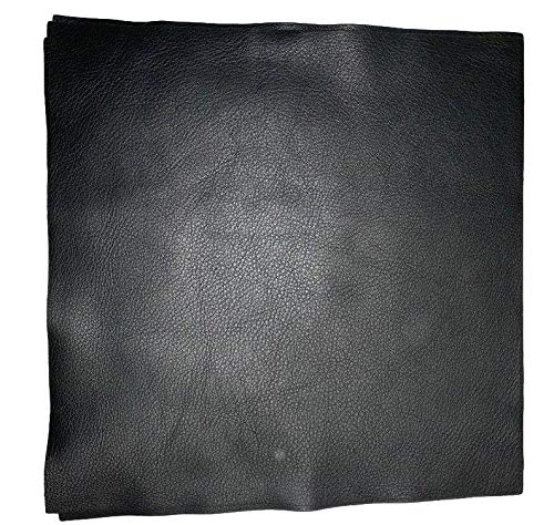 Natural Grain Cow Leathers: 12'' x 12'' Pre-Cut Leather Pieces (Black, 1 Piece)