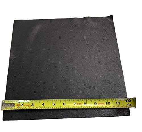 Natural Grain Cow Leathers: 12'' x 12'' Pre-Cut Leather Pieces (Black, 1 Piece)