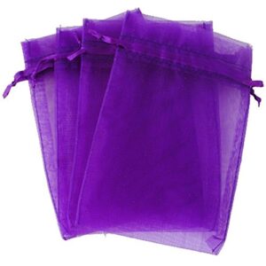 4”x6″ organza bags,100pcs 10x15cm drawstring organza jewelry favor pouches wedding party festival gift bags candy bags (purple)