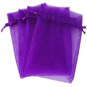 4''X6" Organza Bags,100PCS 10X15CM Drawstring Organza Jewelry Favor Pouches Wedding Party Festival Gift Bags Candy Bags (Purple)