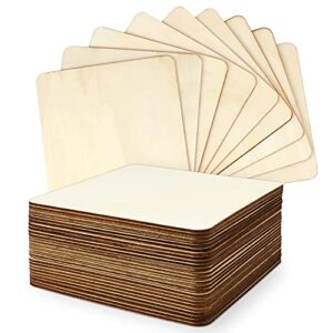 tkonline 25pcs 6 x 6 inches unfinished basswood sheets for crafts, wood squares for diy craft projects, square plywood sheets for wood burning, laser cutting, painting,school projects, decoration