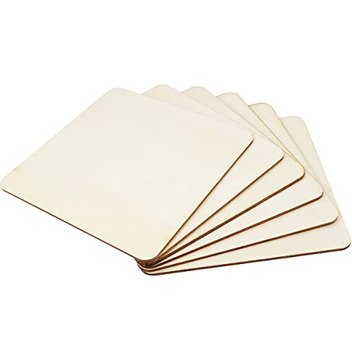 TKOnline 25Pcs 6 x 6 Inches Unfinished Basswood Sheets for Crafts, Wood Squares for DIY Craft Projects, Square Plywood Sheets for Wood Burning, Laser Cutting, Painting,School Projects, Decoration