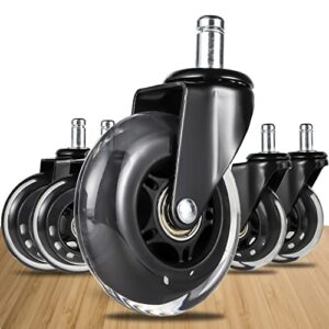 awefrank office chair wheels set of 5,replacement rubber chair casters for hardwood floors and carpet,3 inch heavy duty universal chair wheels