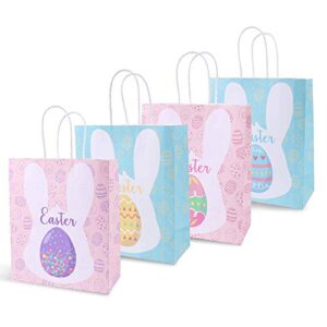 kepato 12 pcs easter gift bags paper bag with handles bunny design for easter egg hunts, party favors candies goodie bags bulk,packaging, gifts