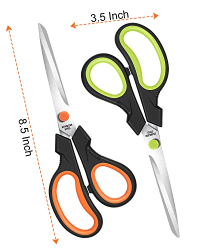 Scissors, All Purpose Thickened Craft Scissor 8.5", Stainless Steel Sharper Comfort Grip Sewing Fabric Scissors for Office School Home Supplies, Right/Left Handed, 3-Pack…