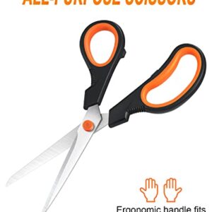 Scissors, All Purpose Thickened Craft Scissor 8.5", Stainless Steel Sharper Comfort Grip Sewing Fabric Scissors for Office School Home Supplies, Right/Left Handed, 3-Pack…