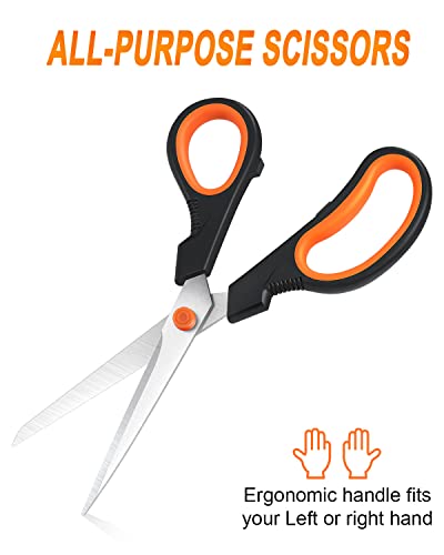 Scissors, All Purpose Thickened Craft Scissor 8.5", Stainless Steel Sharper Comfort Grip Sewing Fabric Scissors for Office School Home Supplies, Right/Left Handed, 3-Pack…