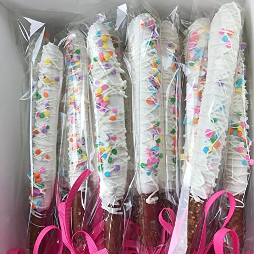 ASTARON 400 Pcs Pretzel Bags with Ties Pretzel Rod Bags Self Adhesive Birthday Party Treat Bags, Pretzels Sticks Individual Bags Clear Cellophane Bags for Cookies Candies