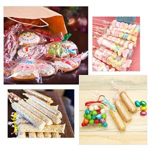 ASTARON 400 Pcs Pretzel Bags with Ties Pretzel Rod Bags Self Adhesive Birthday Party Treat Bags, Pretzels Sticks Individual Bags Clear Cellophane Bags for Cookies Candies