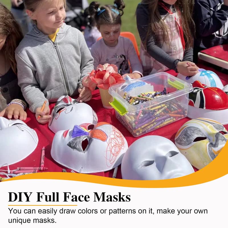 16 Pcs DIY Full Face Masks,Paintable Paper Mask,White Craft Masks,Cosplay Masquerade Mask for Halloween Party,DIY Creativity,Women,Men,Kids,2 Sizes