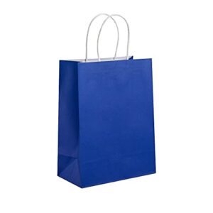 kolaxen royal blue kraft paper gift bags with tissue paper 24 pcs 10.6 * 7.9 * 4.3 inches, medium gift bags with handles for birthday, party, wedding, baby shower
