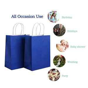 Kolaxen Royal Blue Kraft Paper Gift Bags with Tissue Paper 24 Pcs 10.6 * 7.9 * 4.3 inches, Medium Gift Bags with Handles for Birthday, Party, Wedding, Baby Shower