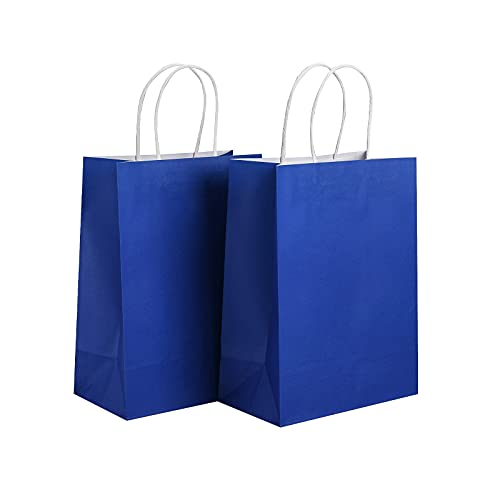 Kolaxen Royal Blue Kraft Paper Gift Bags with Tissue Paper 24 Pcs 10.6 * 7.9 * 4.3 inches, Medium Gift Bags with Handles for Birthday, Party, Wedding, Baby Shower