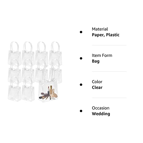 CZWESTC 16 Pcs Clear PVC Gift Bags with Handles, Small Transparent Gift Wrap Bags, Clear Tote Bag, Reusable Shopping Bags with Handle for Merchandise, Retail, Small Business (5.9 x 5.1 Inch)