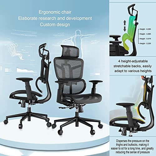 SAMOFU Ergonomic Office Chair, Backrest Height Adjustable Desk Chair,Big and Large Mesh Chair with Adjustable Lumbar Support/Armrest, High Back Computer Chair Executive Chair with Tilt & Lock Function