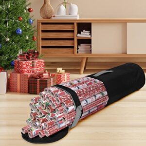 Primode Wrapping Paper Storage Bag | Wrapping Paper Organizer Under Bed for Storing Multiple Rolls of Gift Wrap, 42” Length Container Constructed of Durable 600D Oxford Material (Black)