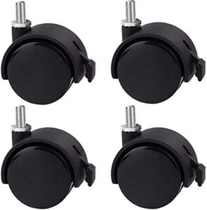 monomi 4 pack 1.5 inch nylon plastic replacement caster swivel furniture wheels floor protecting office chair swivel caster threaded stem with brake black