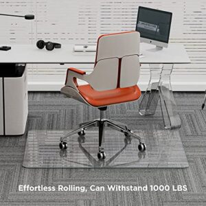 Office Chair Mat for Carpet, 46"X36" Glass Chair Mats for Carpeted or Hard Floors, 1/4'' Thick Clear Tempered Glass Desk Chair Mat for Home/Office Floor, Effortless Rolling, and Easy Clean