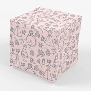 stesha party pink bridal shower gift wrapping paper – folded flat 30 x 20 inch – 3 sheets
