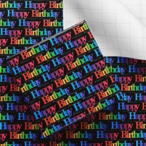 happy birthday wrapping paper for kids girls boys women men, gradient color gift wrap paper with cut lines on reverse, wrapping paper birthday 6 sheets folded flat 20×28 inches per sheet