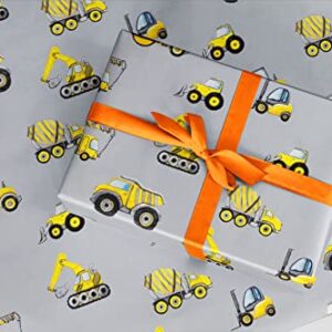 Construction Digger Dump Truck Forklift Gift Wrapping Paper - 24"x10'