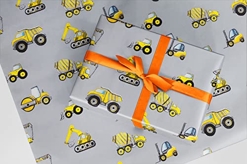 Construction Digger Dump Truck Forklift Gift Wrapping Paper - 24"x10'