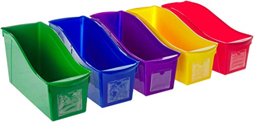 Storex Interlocking Book Bins, 5 1/3 W x 14 1/3 L x 7 H, 5 Color Set, Plastic (70105U06C)