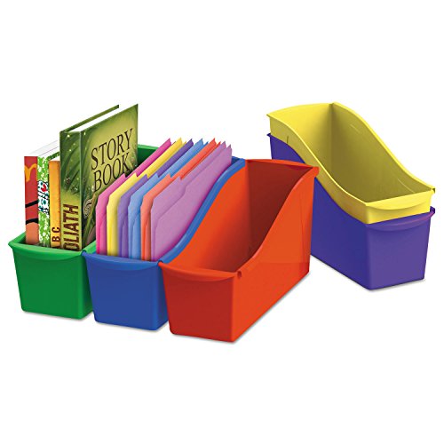 Storex Interlocking Book Bins, 5 1/3 W x 14 1/3 L x 7 H, 5 Color Set, Plastic (70105U06C)