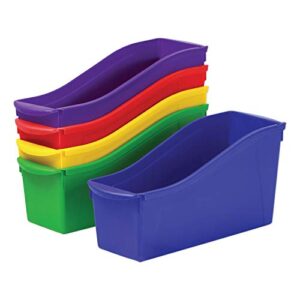 Storex Interlocking Book Bins, 5 1/3 W x 14 1/3 L x 7 H, 5 Color Set, Plastic (70105U06C)