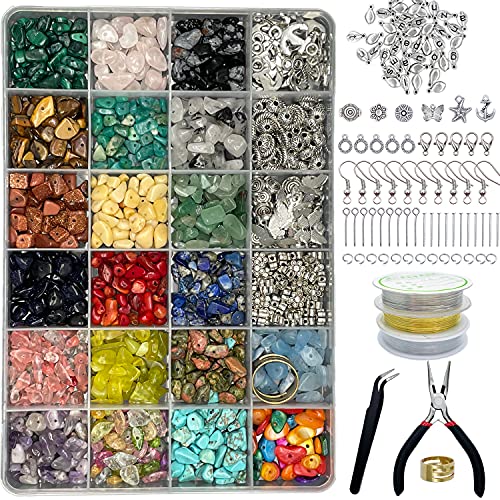 Xmada Jewelry Making Kit - 1587 PCS Beads for Jewelry Making, Jewelry Making Supplies with Crystal Beads, Jewelry Plier, Beading Wire , Earring Hooks, Ring , Bracelet Making Kit for Girls and Adults