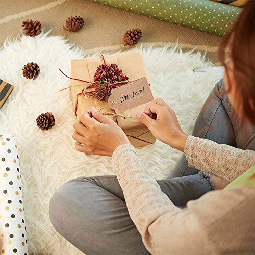 Homum 200pcs Premium Gift Tags with 200 Root Natural Jute Twine, Double-Sided Available Kraft Paper Price Tags, Craft Tags Labels Jewelry Tags with String for Wedding Christmas Day Thanksgiving