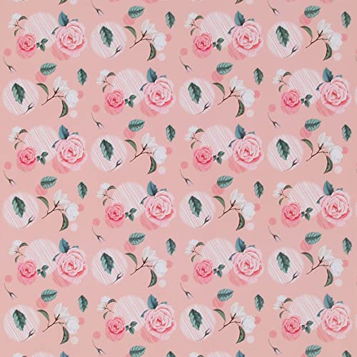 Aimyoo Pink Floral Wrapping Paper Jumbo Roll 17 in x 60 ft, Vintage Flower Gift Wrap for Wedding Bridal Shower Birthday