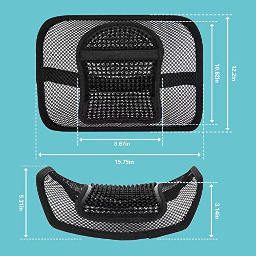 Car seat Lumbar Support Mesh Lumbar Support Seat Back Lumbar Support Lumbar Support Breathable Back Support Pads for Car Home and Office Chairs (Black 2-Pack)