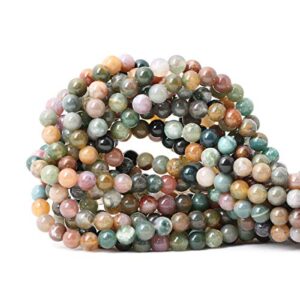 cheavian 60pcs 6mm natural indian agate gemstone round loose beads for jewelry making diy 1 strand 15″