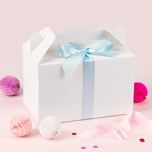 LaRibbons 25 Pack Treat Gift Boxes - 8.5 x 4.75 x 5.5 inches White Paper Box Recycled Kraft Gift Box with Stickers, Perfect for Birthday, Party, Wedding