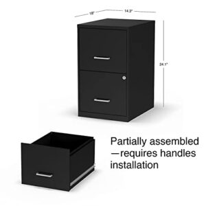 Myofficeinnovations 2806262 2-Drawer Vertical Locking File Cabinet Letter-Size Black 18D