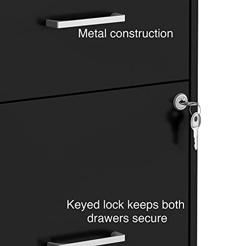 Myofficeinnovations 2806262 2-Drawer Vertical Locking File Cabinet Letter-Size Black 18D