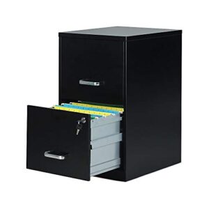 Myofficeinnovations 2806262 2-Drawer Vertical Locking File Cabinet Letter-Size Black 18D