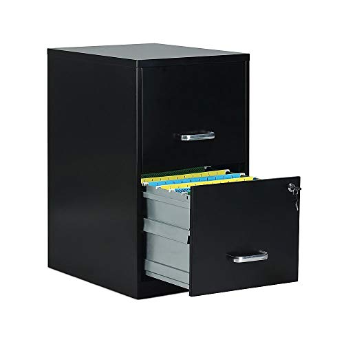 Myofficeinnovations 2806262 2-Drawer Vertical Locking File Cabinet Letter-Size Black 18D